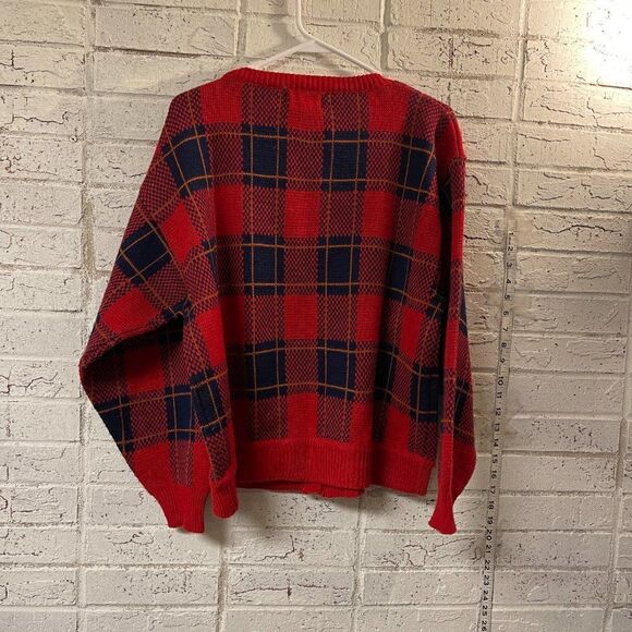 Vintage Objectives Blue Red Plaid Clueless Sweater Cardigan Size L - Picture 6 of 8